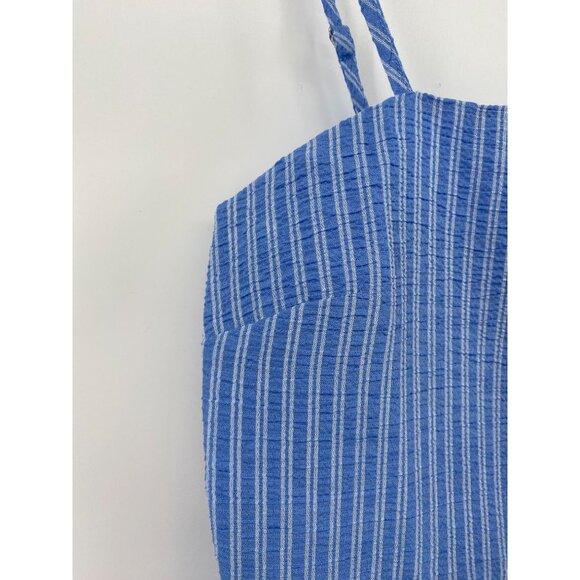 La'Ven Blue Striped Sleeveless Peplum Top - Size L - 80% Cotton 20% Polyester - Picture 5 of 6